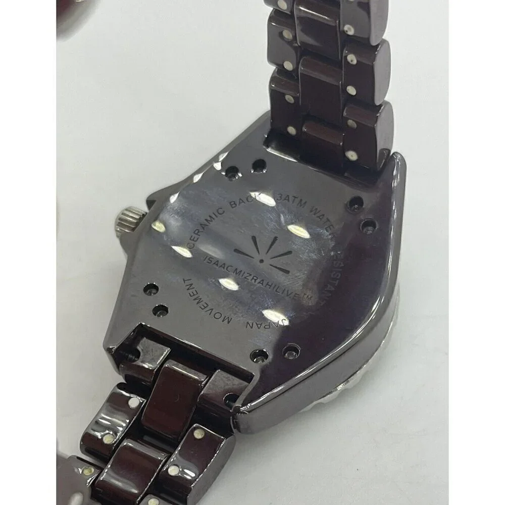 Isaac Mizrahi Live Women's Chocolate Ceramic Quartz Wristwatch Arabic Round 3ATM